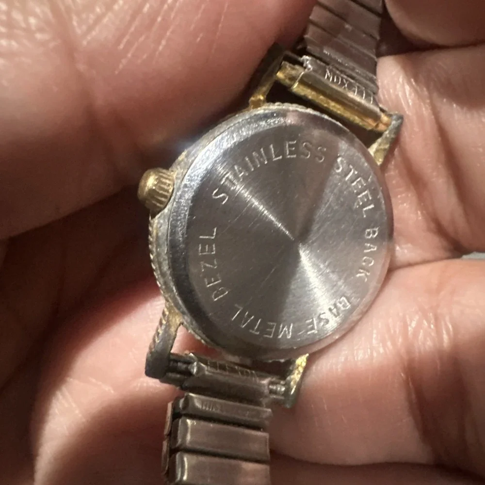 Working Vintage USA Twenty Coin Black Dial Stretch Band Ladies Watch 23mm Fit 7